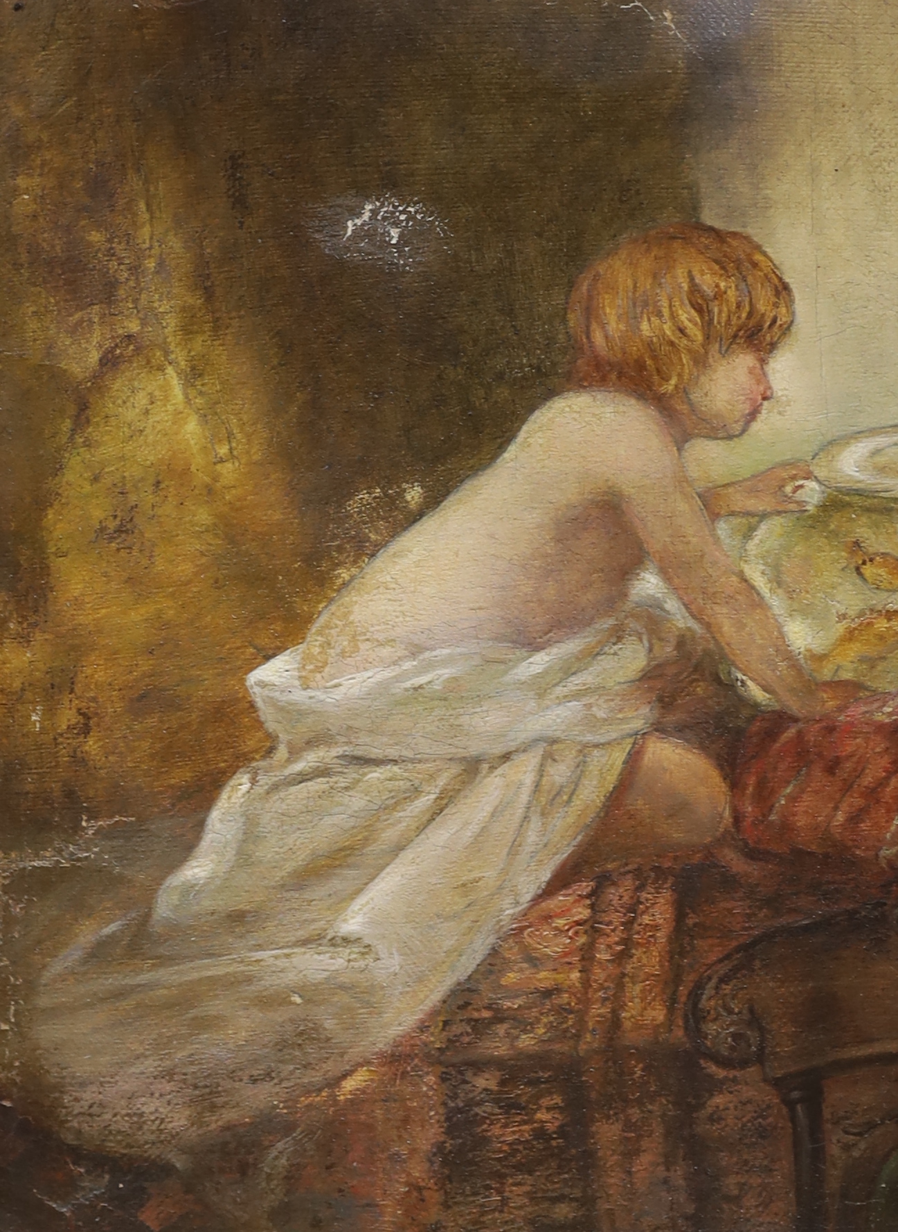 Two late 19th century oils, one on canvas, Studies of a mother and child and young boy, each unsigned, largest 33 x 24cm